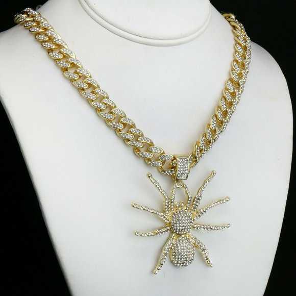14k Gold Spider 20" Cuban Chain + Pendant